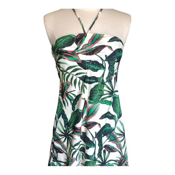 Andie NWT Waikiki Coverup Ruched Gathering Halter Bandeau Dress Tropical Prt XS - Picture 6 of 14